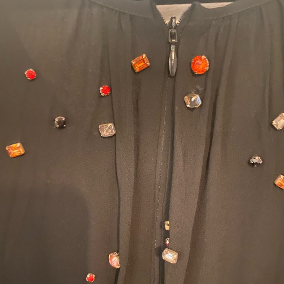 Cynthia Rowley multi color rhinestone embellished black chiffon dress - Picture 7 of 9